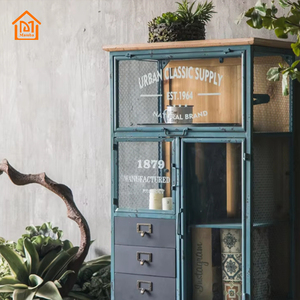 מזנון אמריקאי בסגנון מזנון עם אחסון mdf זכוכית הזזה דלתות סלון גבוה ארון מטבח ארון מתכת - Product Image 3