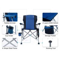 Chaise de camping pliable robuste avec porte-gobelet |   Chaise portable à structure en acier pour la plage, le jardin, les événements sportifs