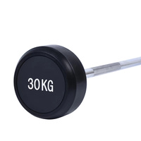 Équipement de musculation commercial en gros, poids recouverts de caoutchouc, ensemble de barres d'haltères réglables, barre droite pour curls, 10/15/20/30/40/50 kg, fixe