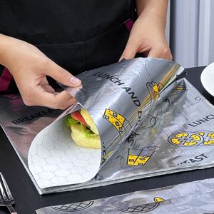 Papel de Embalaje de Aluminio Personalizado, Barrera Alimentaria Reciclable, Diseñado para Sándwiches, Hamburguesas y Comida para Llevar - Product Image 2