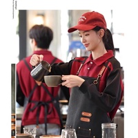 Uniforme de travail à revers pour la restauration, automne/hiver, personnalisable avec logo des serveurs, impression en relief, 100 % polyester, pour cafés et salons de thé