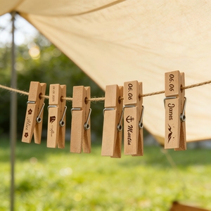 Clip in Legno Naturale Personalizzate, Mollette con Nome Inciso, Clip per Foto, Decorazioni per Matrimoni, Pioli in Legno Fai-da-Te - Product Image 4