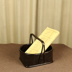 Handmade <b>Bamboo</b> Woven Storage Basket Rectangle Lacquered Antique Style For Kitchen Food <b>Container</b> Snack Fruit Basket - Product Image 3