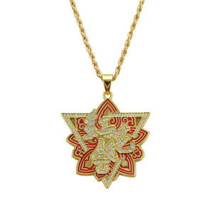 Nouveau Collier Pendentif Géométrique en Forme de Fleur Rouge Simple 2026, Bijoux de Mode Hiphop pour Hommes en Alliage, Vente en Gros - Product Image 4