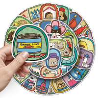 50 autocollants créatifs en vinyle, motifs animaux originaux de dessins animés, pour décoration de jouets, dossiers et bagages - Vente en gros directe