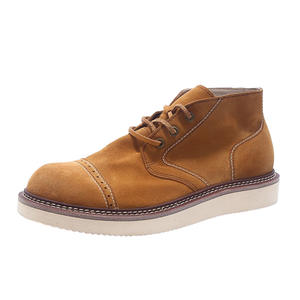รองเท้าบูทผู้ชายหนังแท้คุณภาพสูงกันลื่นสไตล์วินเทจคาวบอยบุขนแกะอุ่นสบายแบบหุ้มข้อกลางลำลองสำหรับฤดูหนาวปี 2025 - Product Image 1