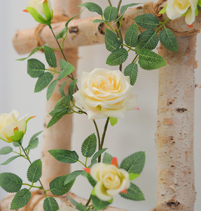 A85 vente en gros de tissu de soie artificielle blanc rose thé rose fleur vigne guirlande <span class=keywords><strong>lierre</strong></span> suspendu verdure pour mariage maison mur déco - Product Image 6