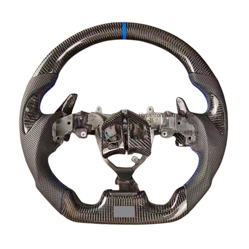 Leather+carbon fiber+blue stripe+blue stitching