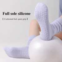 Chaussettes de yoga, pilates et barre longues et souples en coton, respirantes, antidérapantes, avec logo personnalisé, pour femmes – Conception gratuite