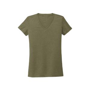 T-shirt Crop Silhouette à col en V pour femme, moderne, longueur normale, en coton uni, manches courtes, respirant, séchage rapide, tendance printemps/été - Product Image 1