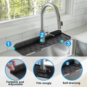 Tapis anti-éclaboussures en silicone pour <span class=keywords><strong>robinet</strong></span>, tapis de drainage pour évier, auto-drainant, qualité alimentaire, flexible, compatible <span class=keywords><strong>lave</strong></span>-<span class=keywords><strong>vaisselle</strong></span>, 37 cm - Product Image 3