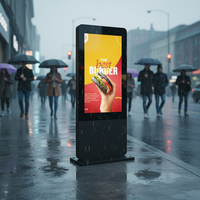 Pantalla Publicitaria IPS de Alto Brillo para Exteriores con Protección IP65, Panel de Cartelería con CMS, Tótem Vertical con Soporte de Piso 4K