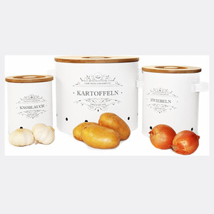 Récipient de stockage Lot de 3 avec couvercle en bambou de haute qualité <span class=keywords><strong>Pot</strong></span> à pommes de terre <span class=keywords><strong>oignon</strong></span> ail pour élégant <span class=keywords><strong>oignon</strong></span> longue durée de conservation - Product Image 1