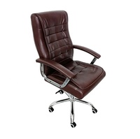 Chaise de bureau ergonomique réglable en cuir marron de luxe moderne pour cadres