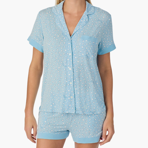 Pyjama élégant et confortable pour <span class=keywords><strong>femme</strong></span>, collection 2026, respirant, avec revers, boutonnage simple et imprimé, idéal pour la maison - Product Image 1