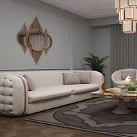 Ensemble de canapés modernes de luxe en velours pour salon, mobilier capitonné tendance avec rembourrage en éponge pour appartement ou centre commercial