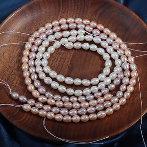 ลูกปัดข้าวไข่มุกน้ำจืดธรรมชาติขนาด5-6มม. ลูกปัดแบบหลวมทำมือยาวประมาณ36ซม. ประมาณ48เม็ด - Product Image 2