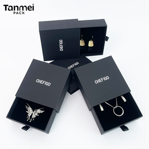 <b>Black</b> Luxury Drawer Style Custom logo Jewelry <b>Box</b> for Necklace and Earrings - Product Image 1