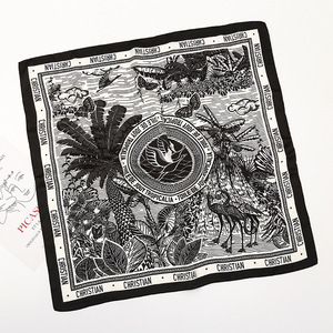 Foulard en soie motif Robin, plantes et fleurs, <span class=keywords><strong>petit</strong></span> carré, élégant et raffiné, châle décoratif tendance pour femme - Product Image 2