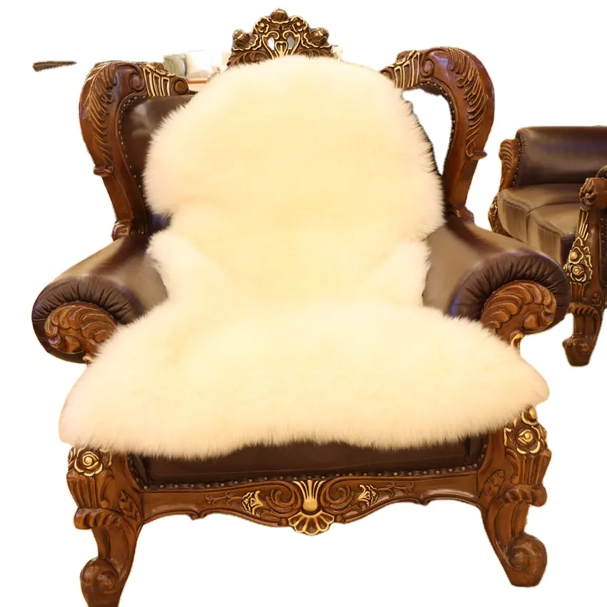 Чехол для стула из овечьей кожи, коврик для сиденья, подушка для дивана, коврик с пушистым маятником, однотонные меховые пушистые коврики