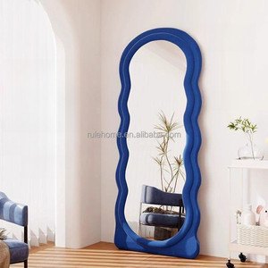 Современный домашний декор большой неправильной волны бархатный негабаритный полноразмерный корпус длинный пол Фланелевое стеклянное зеркало - Product Image 5