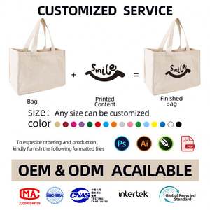 Venta al por mayor reutilizable reciclado y lona bolsa de algodón bolsa de compras con asa de lona Doble - Product Image 4