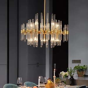 Gold Modern Crystal Chandelier 10-<b>Light</b> Crystal Glass Chandelier Kitchen Island Pendant Lighting for <b>Dining</b> Room - Product Image 4