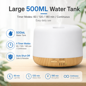 Humidificador de Aire Profesional Eléctrico Silencioso de 500 ml, Forma Redonda de PP, con Temporizador, Control Remoto, Difusor de Niebla de Color para Dormitorio de Hotel - Product Image 4