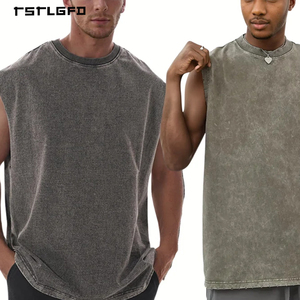 Débardeurs de sport personnalisés pour hommes, T-shirts sans manches, Débardeurs de musculation, Débardeurs effet délavé, T-shirts amples pour la course et la plage - Product Image 5