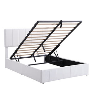 DB Cama de plataforma tapizada blanca de tamaño completo Elegante sistema de almacenamiento hidráulico minimalista para apartamentos (OLD SKU LP000111AAK) - Product Image 5
