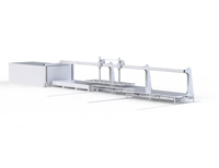 Système de chargement/déchargement automatique par portique avec bras robotisé de palettisation ou stockage pour ligne de production de découpe laser de tôles