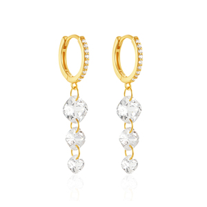 Pendientes de Aro de Lujo con Circonita Cuadrada, Plata de Ley 925 y Oro de 18K, para Mujer, Gran Venta - Product Image 1