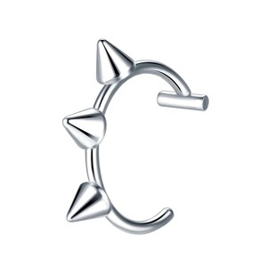 Anillo de <span class=keywords><strong>Labio</strong></span> Falso Punk Personalizado con Remaches para Mujer, Sin Perforación, Joyería de Acero Inoxidable [Gorgeousxx] - Product Image 5