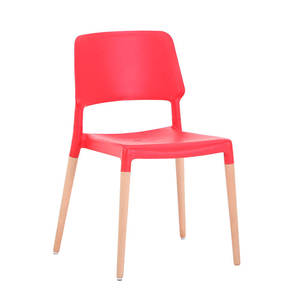 Modern Minimalist <b>Dining</b> <b>Chair</b> <b>White</b> <b>Plastic</b> Wood Legs Stable Design For Home Office Restaurant Use - Product Image 4