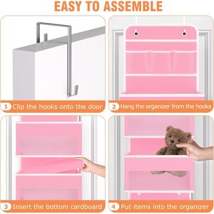 Over The Door Organizer 6 Tier Hanging <b>Storage</b> With 5 Large Pockets And 3 Pvc Pockets For Bedroom Bathroom Nursery - Product Image 3