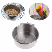 Cage suspendue en acier inoxydable, tasse à crochet pour oiseaux, perroquets tasses d'alimentation bol pour oiseaux eau nourriture plat mangeoire pour oiseaux
