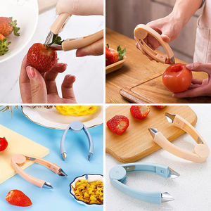 Éplucheur de fraises <span class=keywords><strong>en</strong></span> acier inoxydable, éliminateur manuel d'œillets d'ananas, outil à poignée antidérapante sans BPA pour retirer les tiges de fruits, pour la <span class=keywords><strong>cuisine</strong></span> domestique - Product Image 5