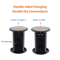 Nouvelle conception, double face, 4 prises AC, prises de courant escamotables, double chargeur USB A+C sans fil, 16A, bureau