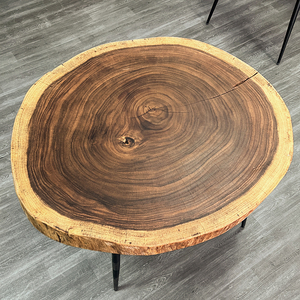 Bel tavolino da tè <span class=keywords><strong>in</strong></span> <span class=keywords><strong>legno</strong></span> di noce di 90cm di diametro rotondo noce nordamericano <span class=keywords><strong>grezzo</strong></span> Soild lastra di <span class=keywords><strong>legno</strong></span> tavolino da caffè - Product Image 3