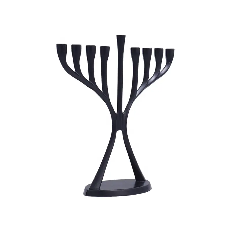 Terlaris tempat lilin logam mewah perak portavola Vintage High End Candele Hanukkah Menorah 9 Cabang