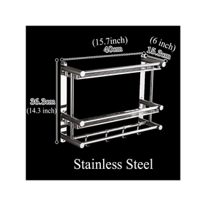 Étagère de <span class=keywords><strong>rangement</strong></span> en acier inoxydable toilettes domestiques vanité Tables porte-serviettes sans poinçon Double couche support mural pour salle de bain - Product Image 2