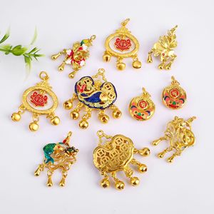 เครื่องประดับลี่เซิง จี้เคลือบสีแบบจีนโบราณ สร้อยคอทองคำเคลือบโคลอซอนน์  ขายส่ง - Product Image 4