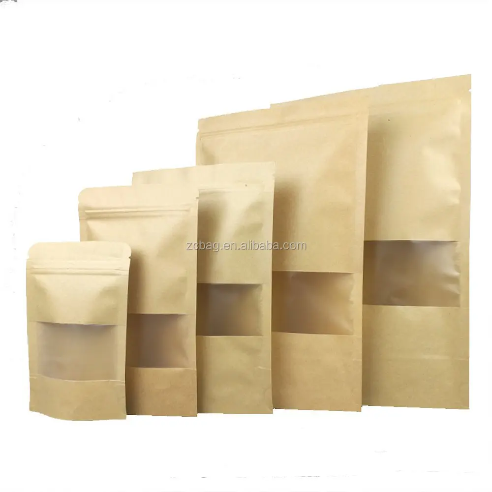 Batata Chips Dry Nut Armazenamento De Alimentos Doypack Embalagem De Papel Biodegradável 1LB Saco de Café Pacote Personalizado Saco De Bolsa De Janela