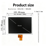 Module d'écran LCD industriel pour véhicule INX 8 pouces 1024x600 IPS avec rétroéclairage LED, interface LVDS 40 broches, 700 nits, température de fonctionnement