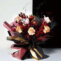 Papier d'emballage pour fleurs de la Saint-Valentin, imperméable, jetable, résistant à la graisse, recyclable, enduit de PE, imprimé avec de jolies lettres coréennes