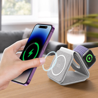 Chargeur sans fil magnétique en tissu personnalisé Chargeur rapide 3 en 1 Station de charge sans fil pliable 15W