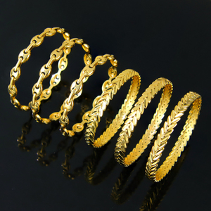 Trendy Lady Brass Jewelry Wholesale Pig Nose <b>Bangles</b> 21k Gold Plated Dubai Luxury Bracelet for Women Party - Product Image 2