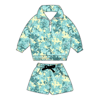 Ensemble 2 pièces camouflage pour tout-petits garçons : Sweat-shirt à manches longues et col montant semi-zippé et short décontracté – Vente en gros