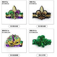 Bracelet élastique à sequins Mardi Gras pour femme, violet, vert, or, fleur de lys, masque de mascarade, bracelet de fête de carnaval, bijoux