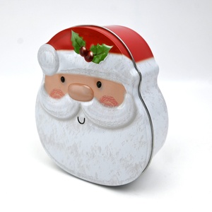 Santa Claus Head Shaped Tinplate <b>Box</b> with Embossed Lid for Candy and Food <b>Christmas</b> Gifts - Product Image 4